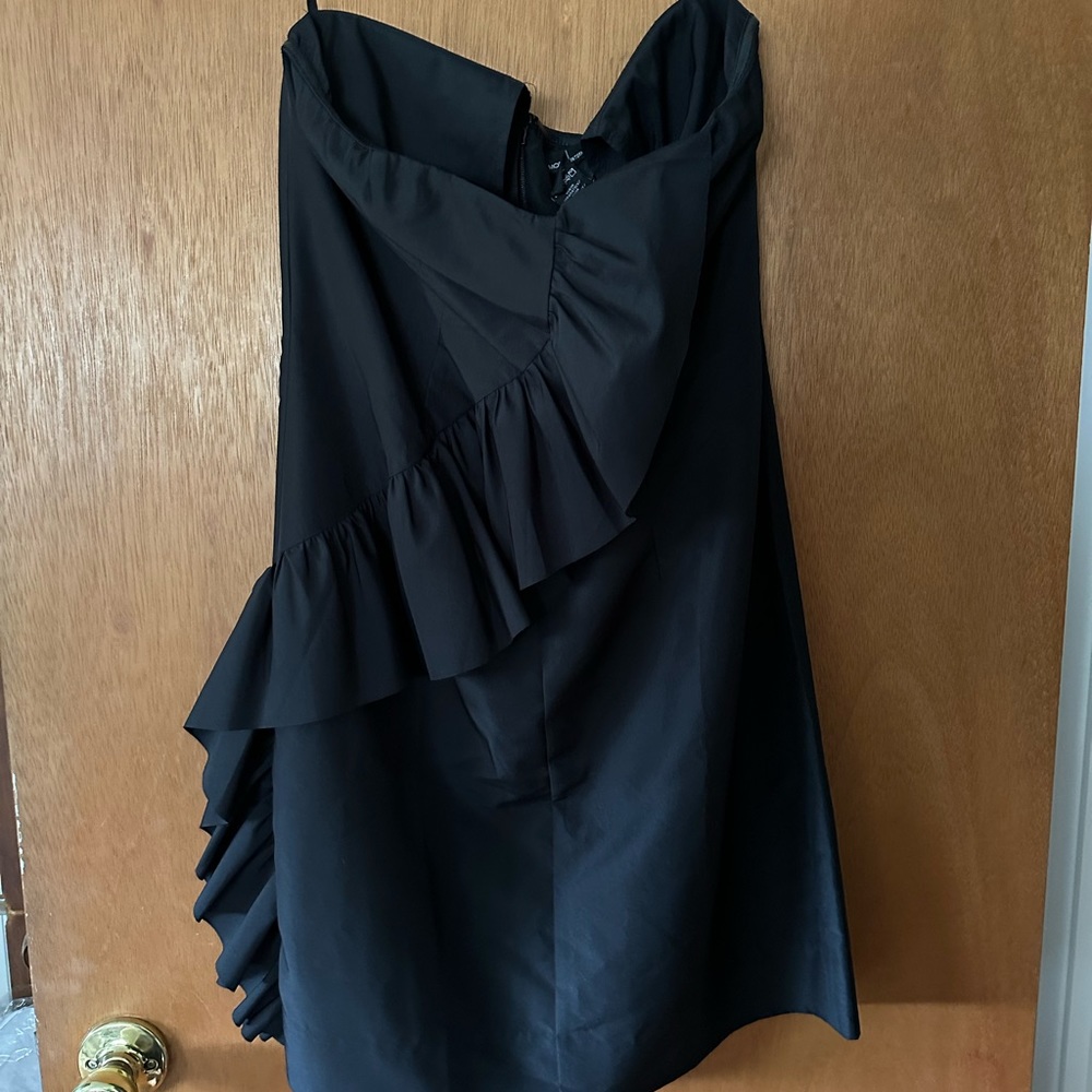Black Ruffle Strapless Cocktail Dress